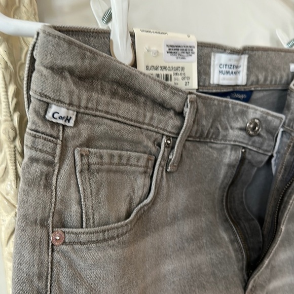 CITIZENS OF HUMANITY | Gray Jeans Wide Leg Ankle Denim with Raw Hem - Picture 3 of 11